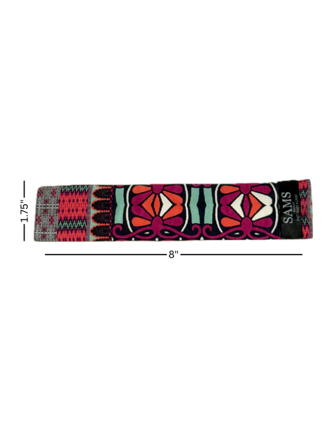 SB-1008 “BOHO MEDALLION MIXED-PRINT " - DESIGNER SILK SLAP BRACELET "SAMS MAISON" - MADE IN FRANCE