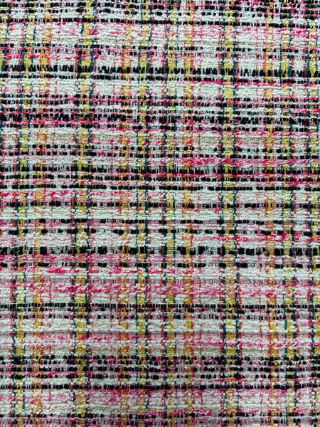 WC-9158W DESIGNER METALLIC COTTON BLEND TWEED BOUCLE. HUGO BOSS. ITALY.