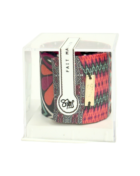 SB-1008 “BOHO MEDALLION MIXED-PRINT " - DESIGNER SILK SLAP BRACELET "SAMS MAISON" - MADE IN FRANCE