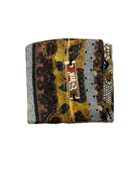 SB-1009 “WILD LACE LEOPARD MIXED-PRINT" - DESIGNER SILK SLAP BRACELET "SAMS MAISON" - MADE IN FRANCE