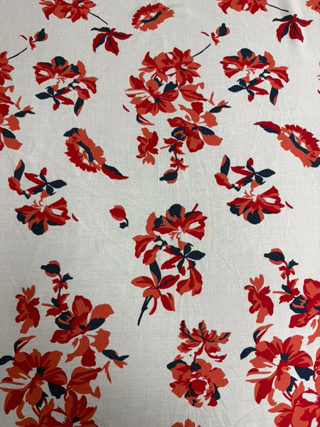 REF-157 FLOWER PRINT VISCOSE CHALLIS. FRANCE. A CUT OF 1-1/2 YARDS.