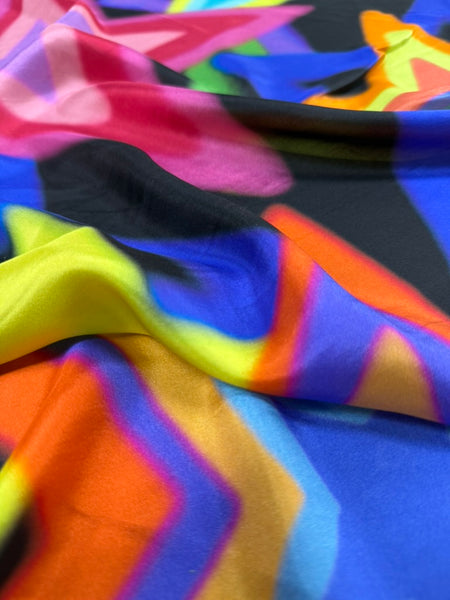 S-9246W RAINBOW STAR PRINT SILK CHARMEUSE. ITALY