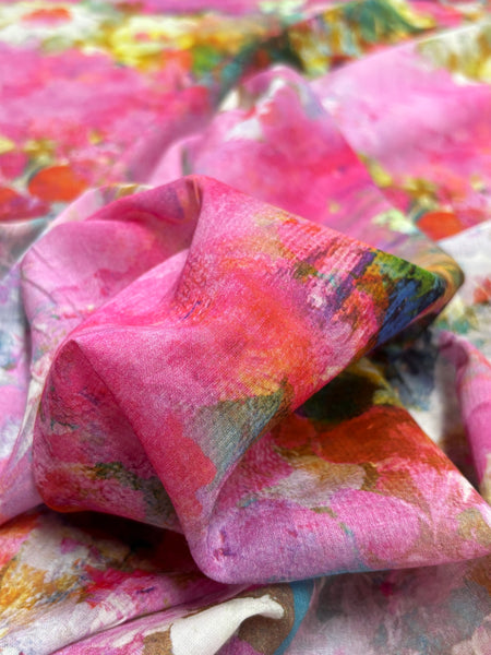 CP-9082W EXCLUSIVE MONET-INSPIRED PRINT COTTON SILK VOILE. ITALY
