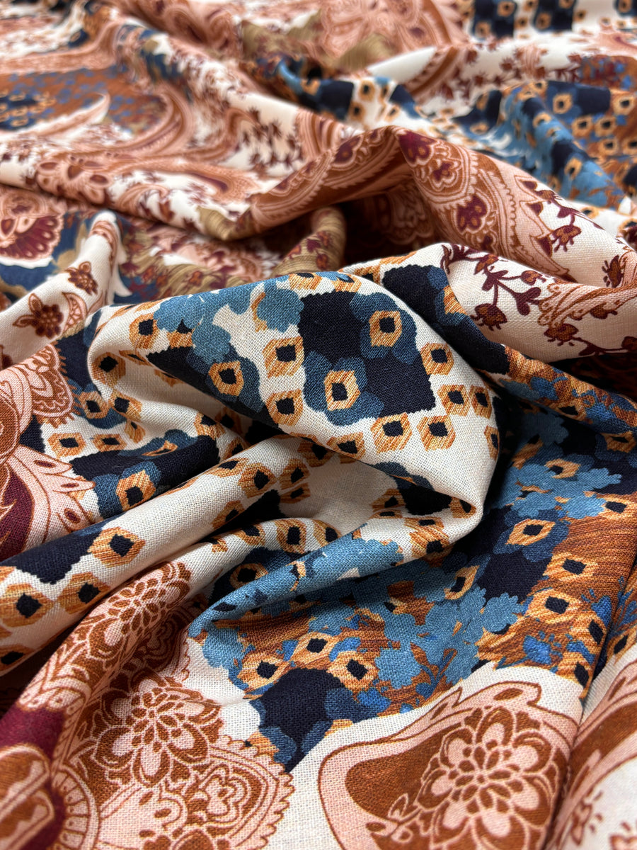 LI-9172W BOHO PRINT LINEN VISCOSE. ITALY – Elliott Berman Textiles