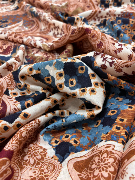 LI-9172W BOHO PRINT LINEN VISCOSE. ITALY