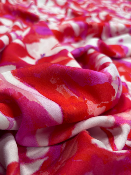 RV-9174W PAINT BRUSH FLORAL PRINT VISCOSE CHARMEUSE. ITALY.