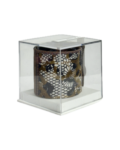 SB-1009 “WILD LACE LEOPARD MIXED-PRINT" - DESIGNER SILK SLAP BRACELET "SAMS MAISON" - MADE IN FRANCE