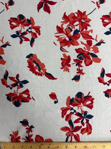 REF-157 FLOWER PRINT VISCOSE CHALLIS. FRANCE. A CUT OF 1-1/2 YARDS.
