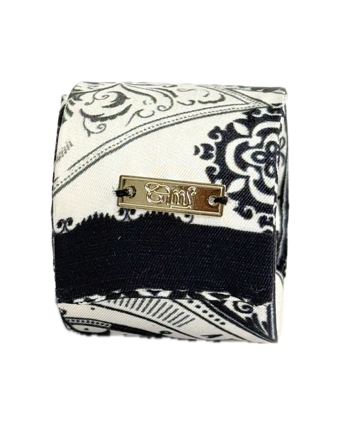SB-1010 “VINTAGE COMPASS FLORAL PRINT" - DESIGNER SILK SLAP BRACELET "SAMS MAISON" - MADE IN FRANCE