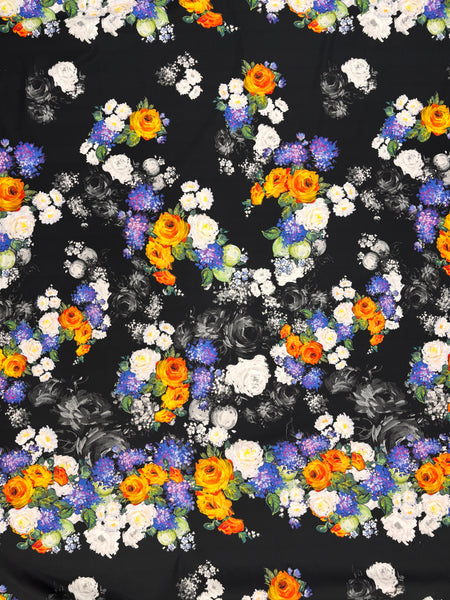 CP-9231W WATERCOLOR FLORAL PRINT STRETCH COTTON POPLIN SATIN FINISH. ITALY.