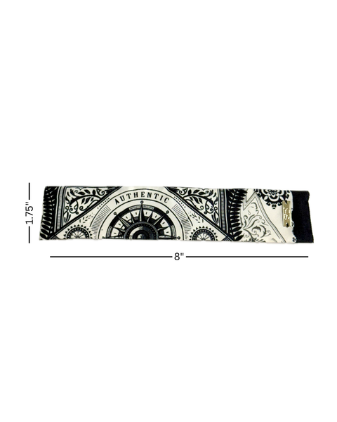 SB-1010 “VINTAGE COMPASS FLORAL PRINT" - DESIGNER SILK SLAP BRACELET "SAMS MAISON" - MADE IN FRANCE