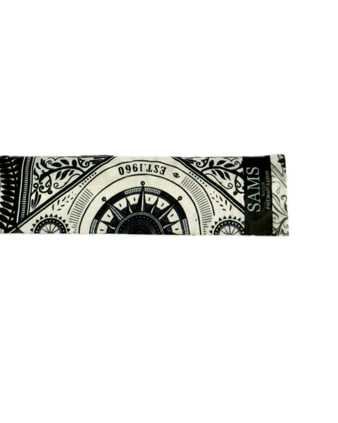 SB-1010 “VINTAGE COMPASS FLORAL PRINT" - DESIGNER SILK SLAP BRACELET "SAMS MAISON" - MADE IN FRANCE