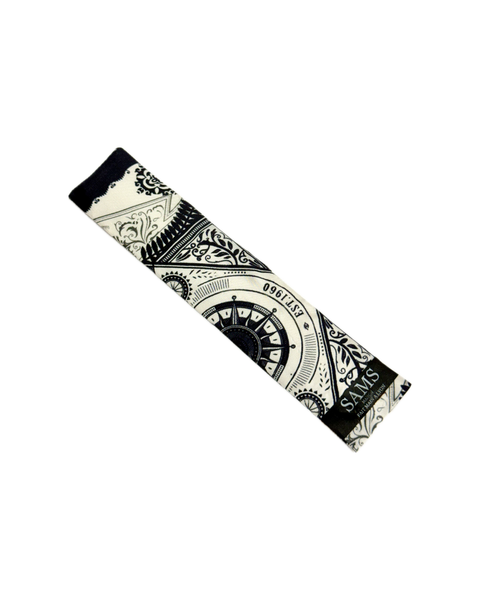 SB-1010 “VINTAGE COMPASS FLORAL PRINT" - DESIGNER SILK SLAP BRACELET "SAMS MAISON" - MADE IN FRANCE