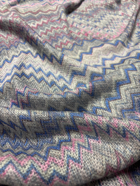 WK-7018W DIGITAL BERRY DRIZZLE ZIGZAG PRINT MOHAIR MELANGE KNIT. ITALY