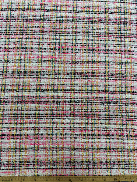 WC-9158W DESIGNER METALLIC COTTON BLEND TWEED BOUCLE. HUGO BOSS. ITALY.