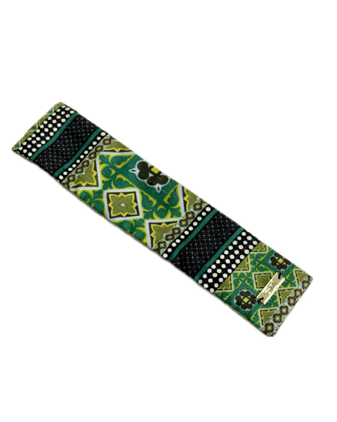 SB-1012 “EMERALD TILE MOSAIC MIXED-PRINT" - DESIGNER SILK SLAP BRACELET "SAMS MAISON" - MADE IN FRANCE
