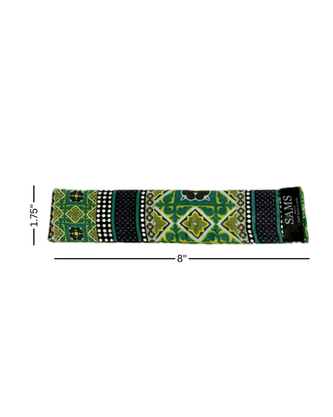 SB-1012 “EMERALD TILE MOSAIC MIXED-PRINT" - DESIGNER SILK SLAP BRACELET "SAMS MAISON" - MADE IN FRANCE