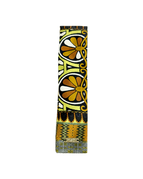 SB-1011 “RETRO MEDALLION SCROLL MIXED-PRINT" - DESIGNER SILK SLAP BRACELET "SAMS MAISON" - MADE IN FRANCE