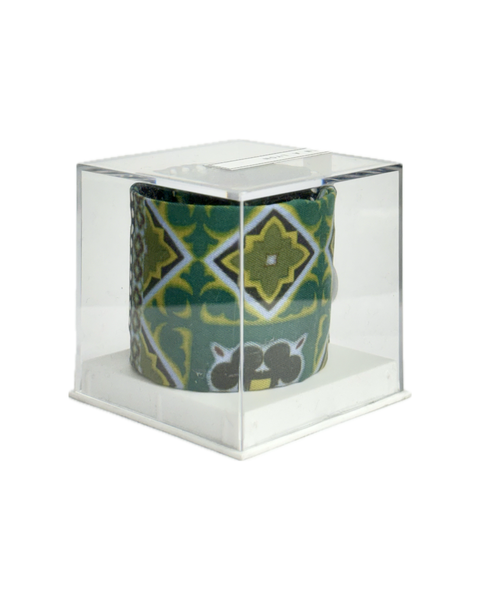 SB-1012 “EMERALD TILE MOSAIC MIXED-PRINT" - DESIGNER SILK SLAP BRACELET "SAMS MAISON" - MADE IN FRANCE