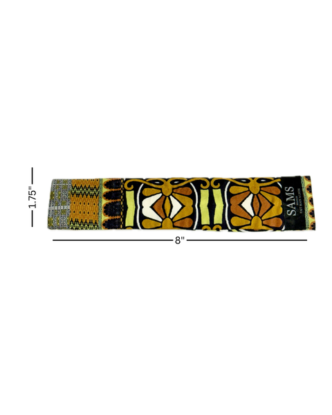 SB-1011 “RETRO MEDALLION SCROLL MIXED-PRINT" - DESIGNER SILK SLAP BRACELET "SAMS MAISON" - MADE IN FRANCE