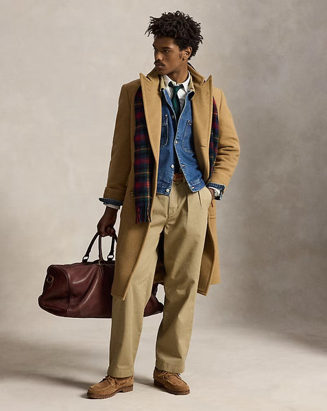 WC-9272W-A DESIGNER VIRGIN WOOL CAMEL HAIR COATING. RALPH LAUREN. ITALY