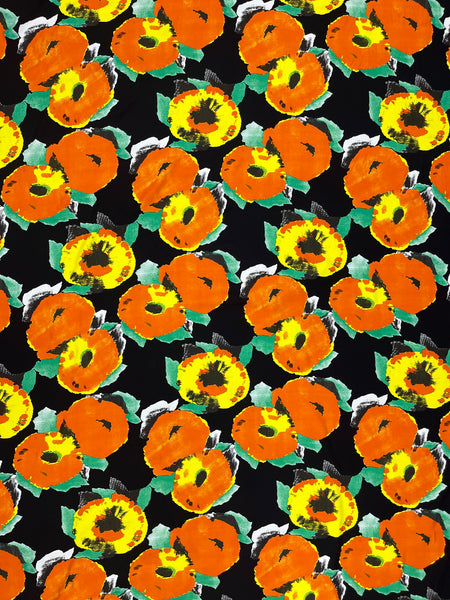 RV-9206W-C ABSTRACT FLORAL PRINT VISCOSE MAROCAIN. ITALY