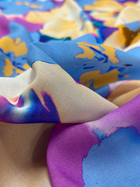 RV-9168W DIGITAL WATERCOLOR FLORAL PRINT VISCOSE GAUZE CREPE HAND. ITALY