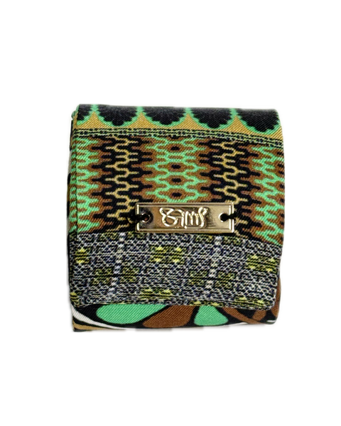 SB-1013 “ART NOUVEAU MEDALLION SCROLL MIXED-PRINT" - DESIGNER SILK SLAP BRACELET "SAMS MAISON" - MADE IN FRANCE