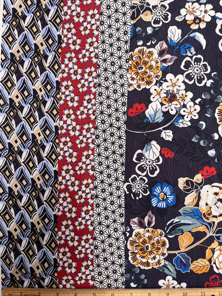 RV-7858W BORDER PRINT VISCOSE CHALLIS. ITALY