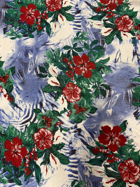 S-9253W LARGE HIBISCUS FLOWER PRINT SILK CREPON. ITALY