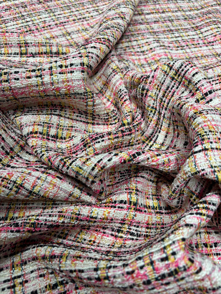 WC-9158W DESIGNER METALLIC COTTON BLEND TWEED BOUCLE. HUGO BOSS. ITALY.