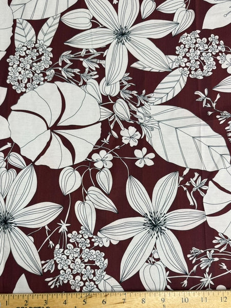 REF-163 FLOWER PRINT COTTON POPLIN. ITALY. A CUT OF 1 YARD.