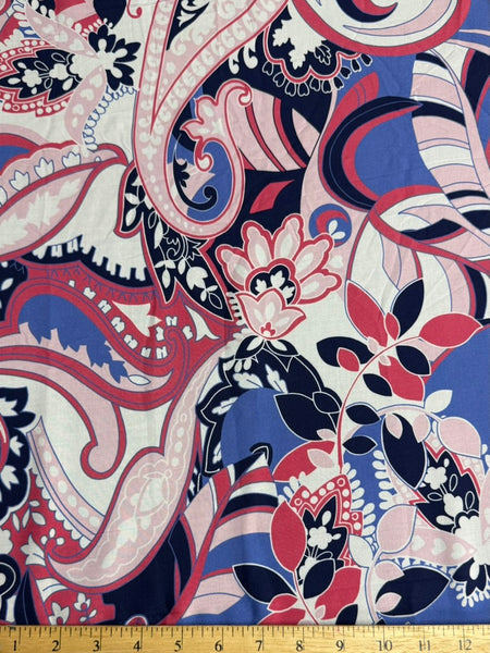 REF-160 PRINTED VISCOSE CHALLIS. ITALY. A CUT OF 1 YARD.