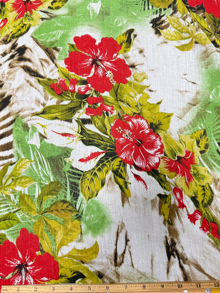 S-9254W LARGE HIBISCUS FLOWER PRINT SILK. ITALY