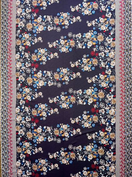 RV-7858W BORDER PRINT VISCOSE CHALLIS. ITALY