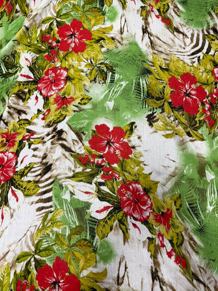 S-9254W LARGE HIBISCUS FLOWER PRINT SILK. ITALY