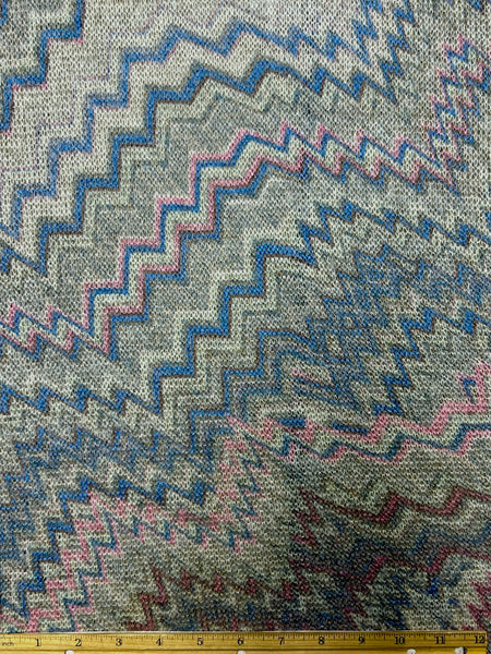 WK-7018W DIGITAL BERRY DRIZZLE ZIGZAG PRINT MOHAIR MELANGE KNIT. ITALY