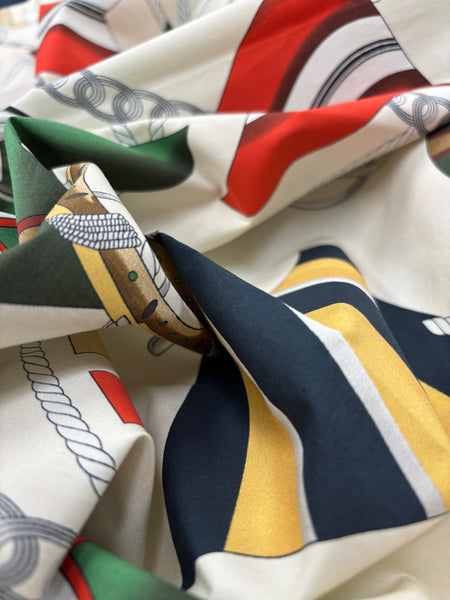 REF-205 SAILOR PRINT COTTON POPLIN. ITALY. A CUT OF 7/8 YARD.