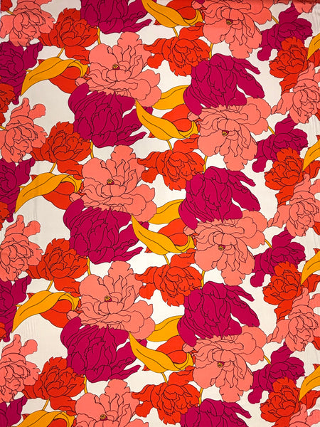 RV-9041W LARGE FLORAL PRINT VISCOSE CHALLIS. ITALY.