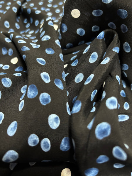 RV-9196 BLUE DOT VISCOSE CHALLIS CREPE HAND. ITALY