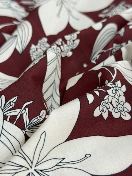 REF-167  FLORAL PRINT COTTON POPLIN . ITALY. A CUT OF 1 YARD