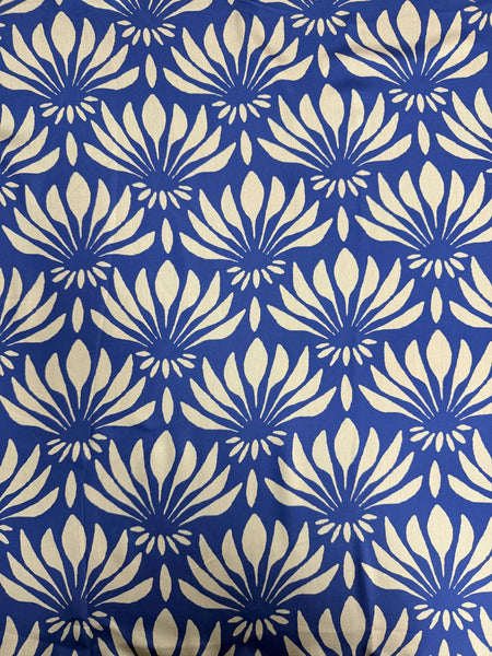 REF-183 LARGE FLOWER PRINT SILK VISCOSE CHARMEUSE. ITALY. A CUT OF 3-1/2 YARDS