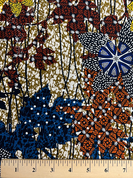 REF-169  ABSTRACT FLORAL PRINT COTTON  SATEEN. ITALY. A CUT OF 1-1/8 YARDS.