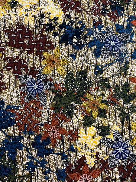REF-169  ABSTRACT FLORAL PRINT COTTON  SATEEN. ITALY. A CUT OF 1-1/8 YARDS.