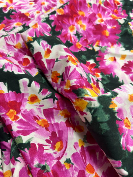 REF-172  FLORAL PRINT VISCOSE POPLIN. ITALY. A CUT OF 1 YARD