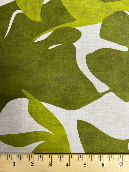 REF-168  ABSTRACT LEAF PRINT COTTON LAWN. ITALY. A CUT OF 1-3/8 YARDS
