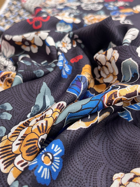 RV-7858W BORDER PRINT VISCOSE CHALLIS. ITALY