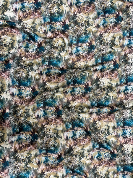 S-9170W DIGITAL ABSTRACT TREE PRINT SILK TWIIL CHARMEUSE. ITALY