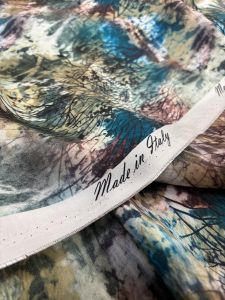 S-9170W DIGITAL ABSTRACT TREE PRINT SILK TWIIL CHARMEUSE. ITALY
