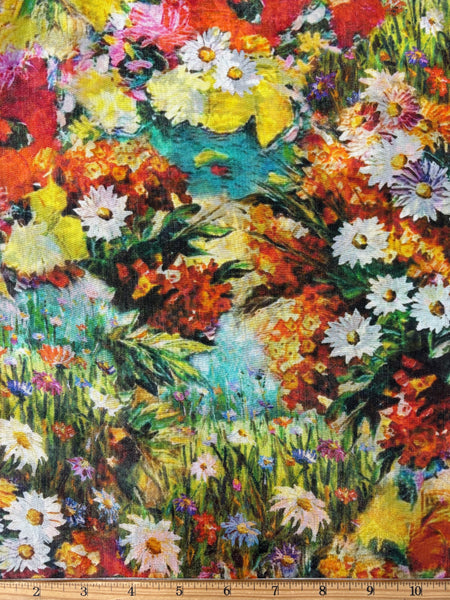 S-9175W DIGITAL MONET-INSPIRED FLORAL PRINT SILK LAME. ITALY